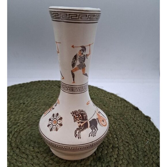 Handmade Greek Ceramic Vase With Warrior & Chariot Design By Xipolias - Picture 3 of 6